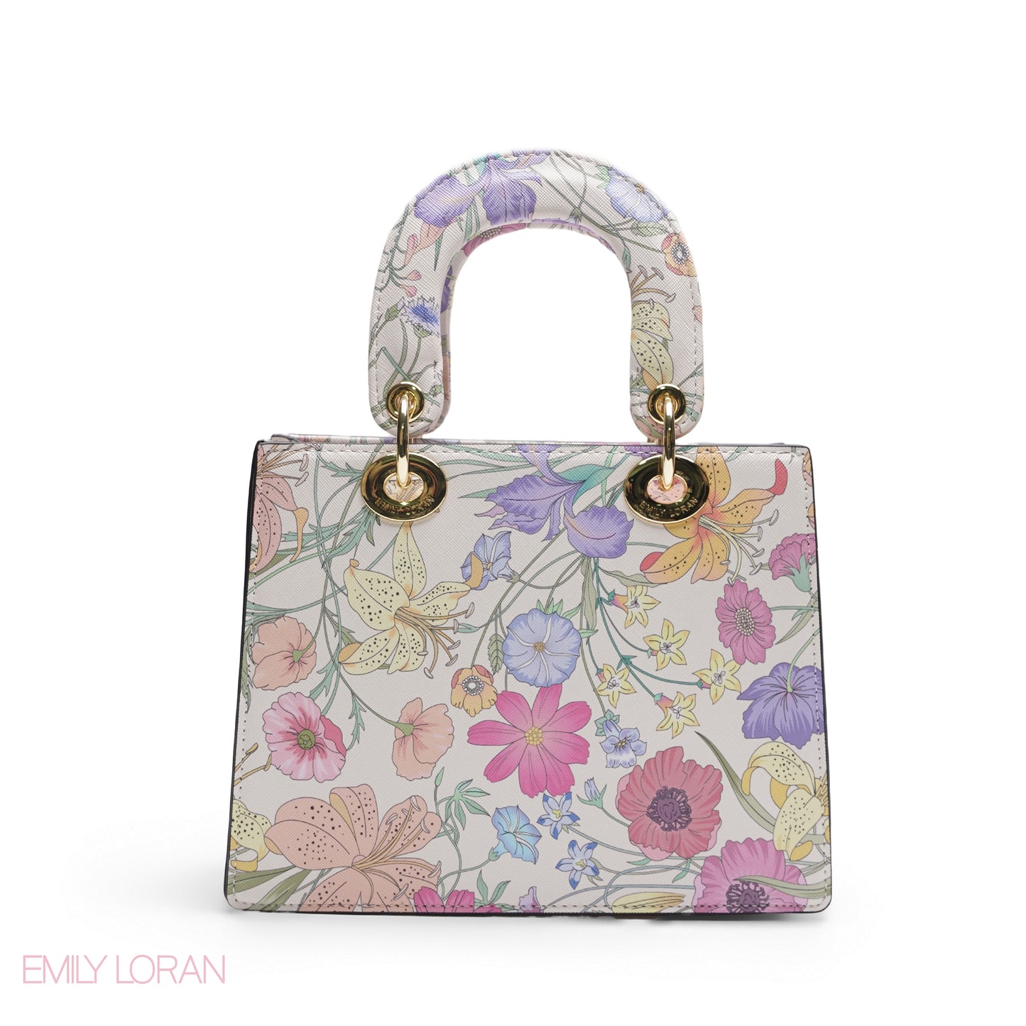WHITE FLORAL LADY TOTE WITH POUCH