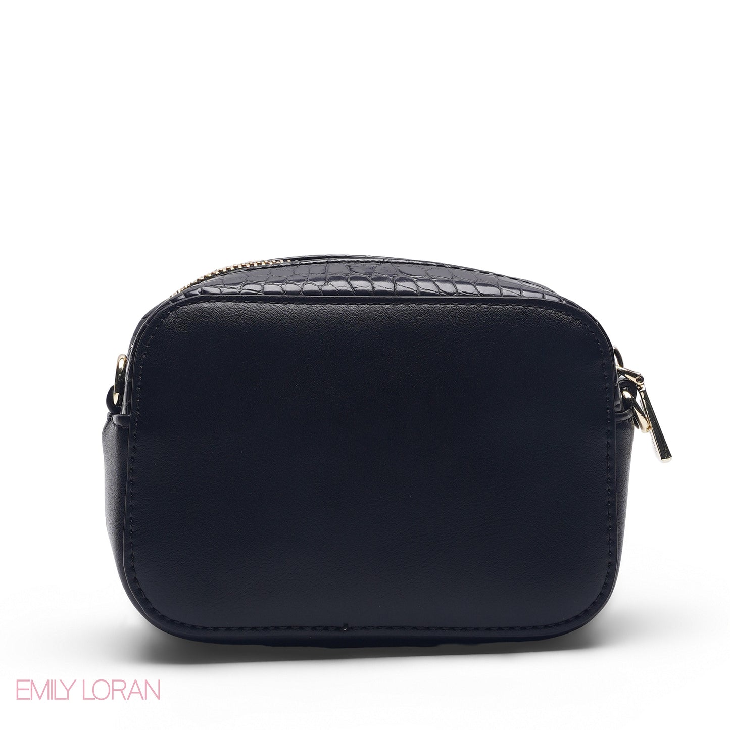 MINI BLACK SOLID BAG WITH GOLD CHAIN