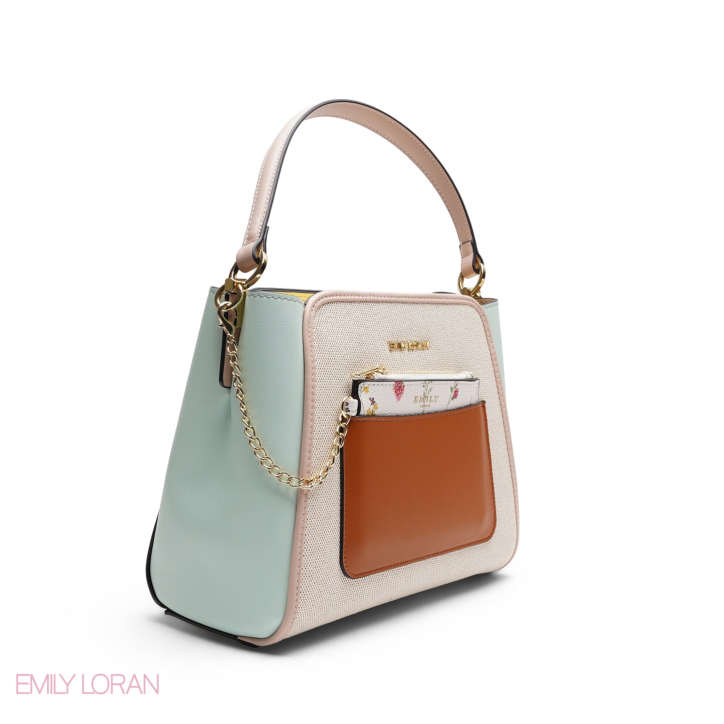 ELEGANT SATCHEL WITH FLORAL POUCH BAG