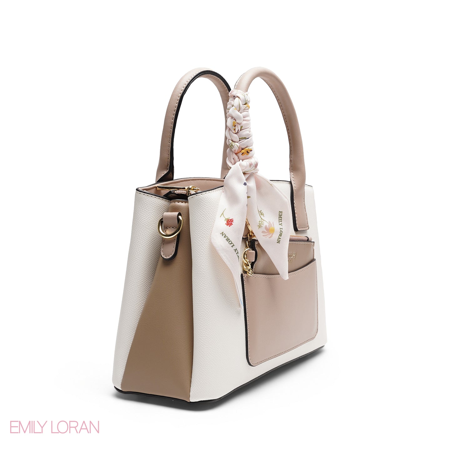 CHIC SATCHEL WITH POUCH AND SIGNATURE SCARF BAG