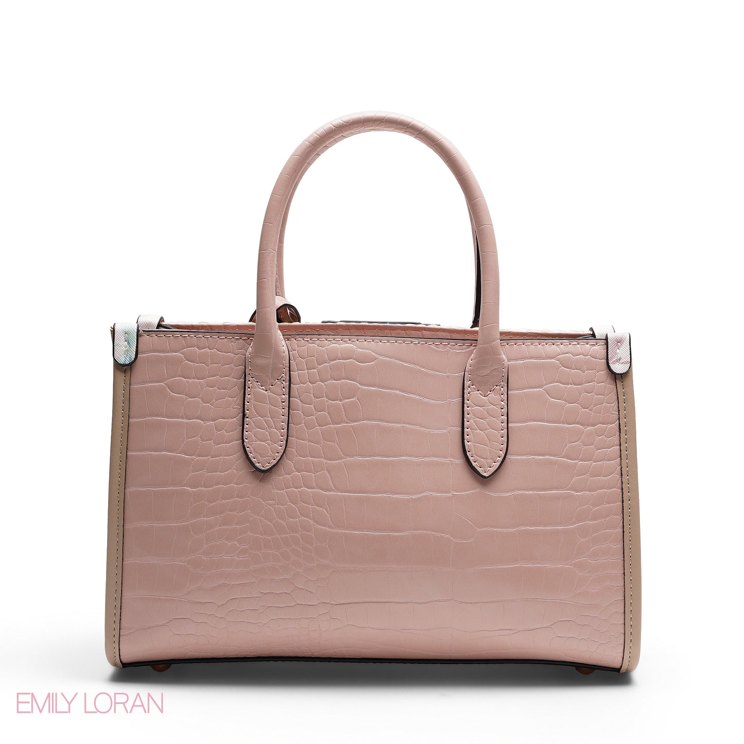 STRUCTURED TEXTURED PANEL TOP HANDLE TOTE BAG - SMALL
