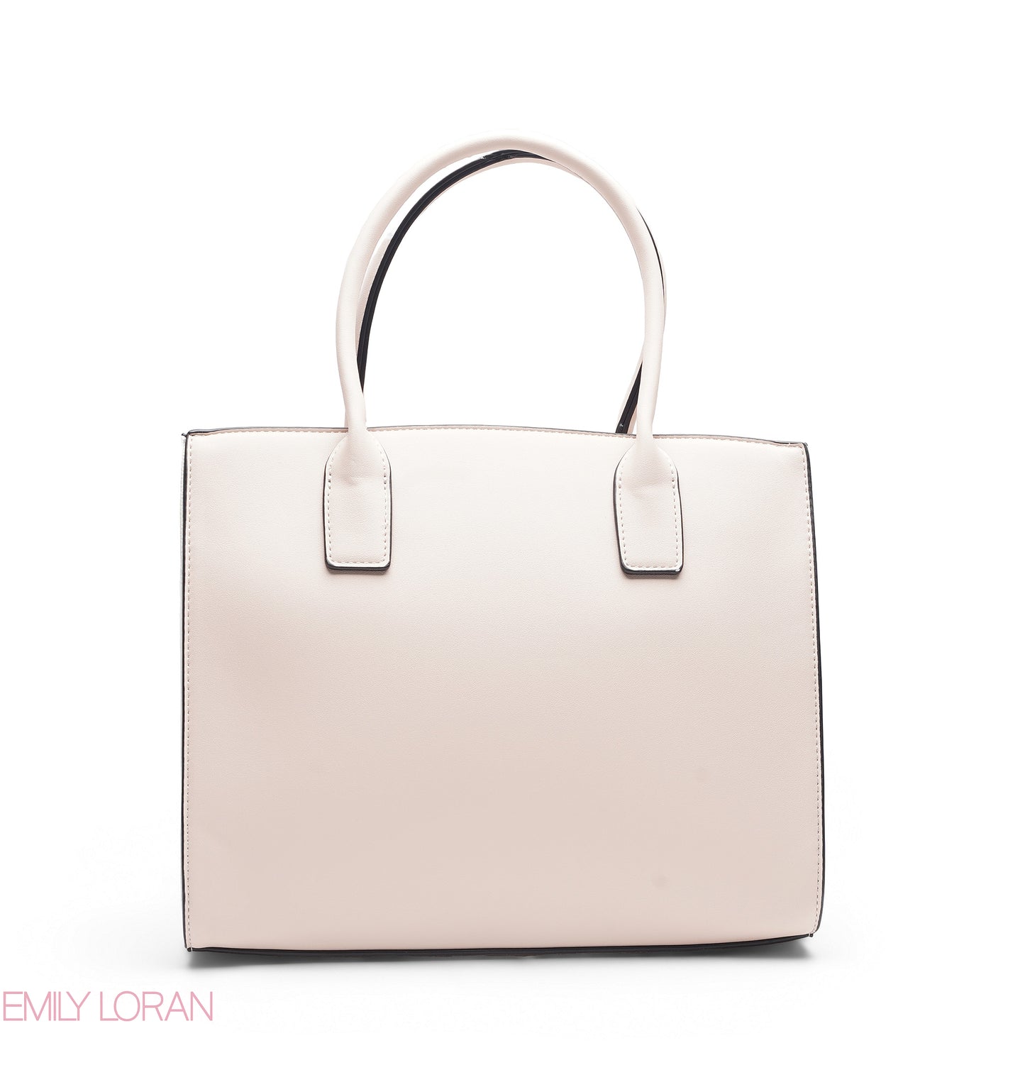 WHITE FLORAL TOTE WITH GREEN POUCH - LARGE