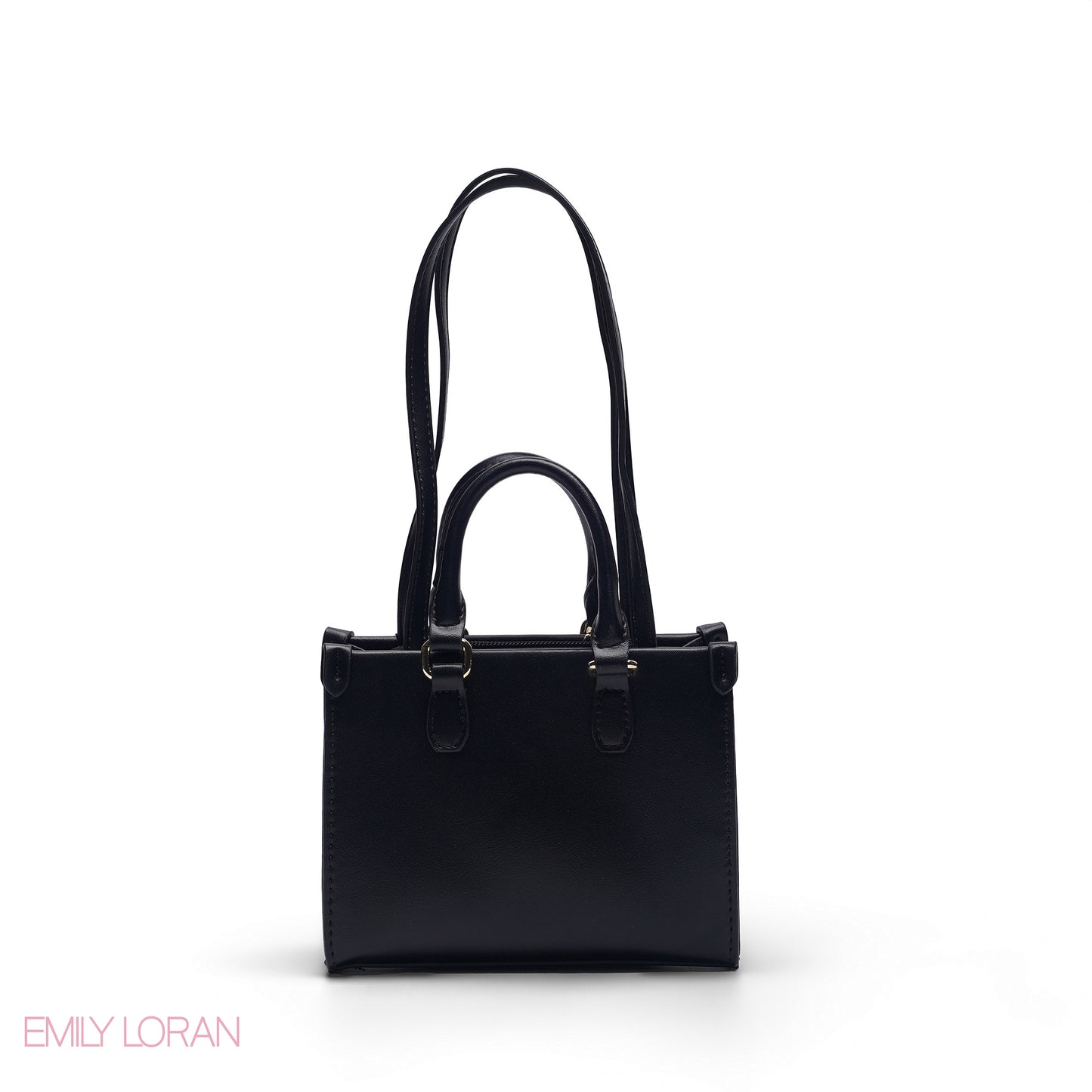 MINI BLACK SOLID BAG WITH GOLD CHAIN