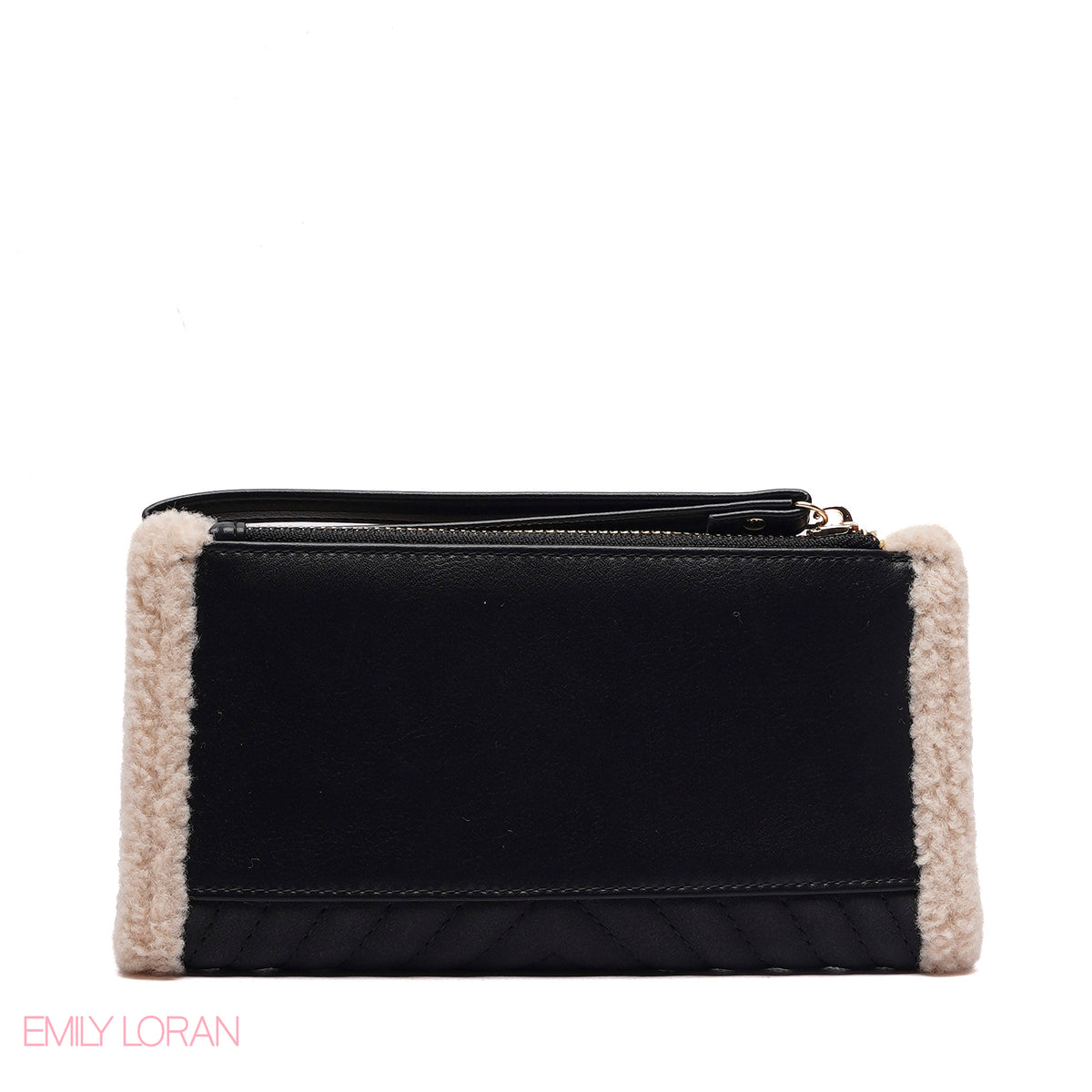 WALLET ROUNDED WITH FUR HEART DESIGN