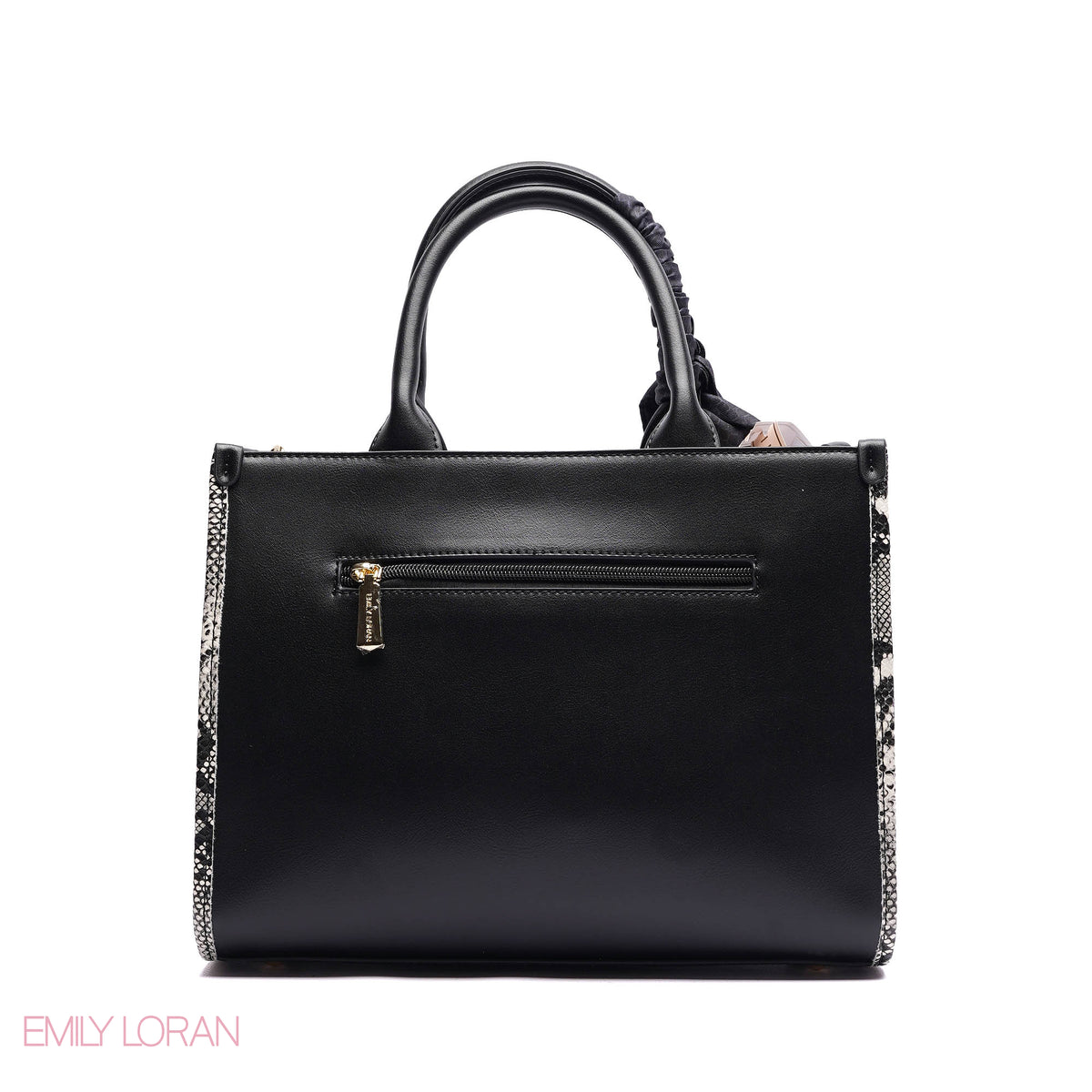 STRUCTURED TOTE BAG ADJUSTABLE SHOULDER STRAP WITH POUCH AND SCARF - MEDIUM