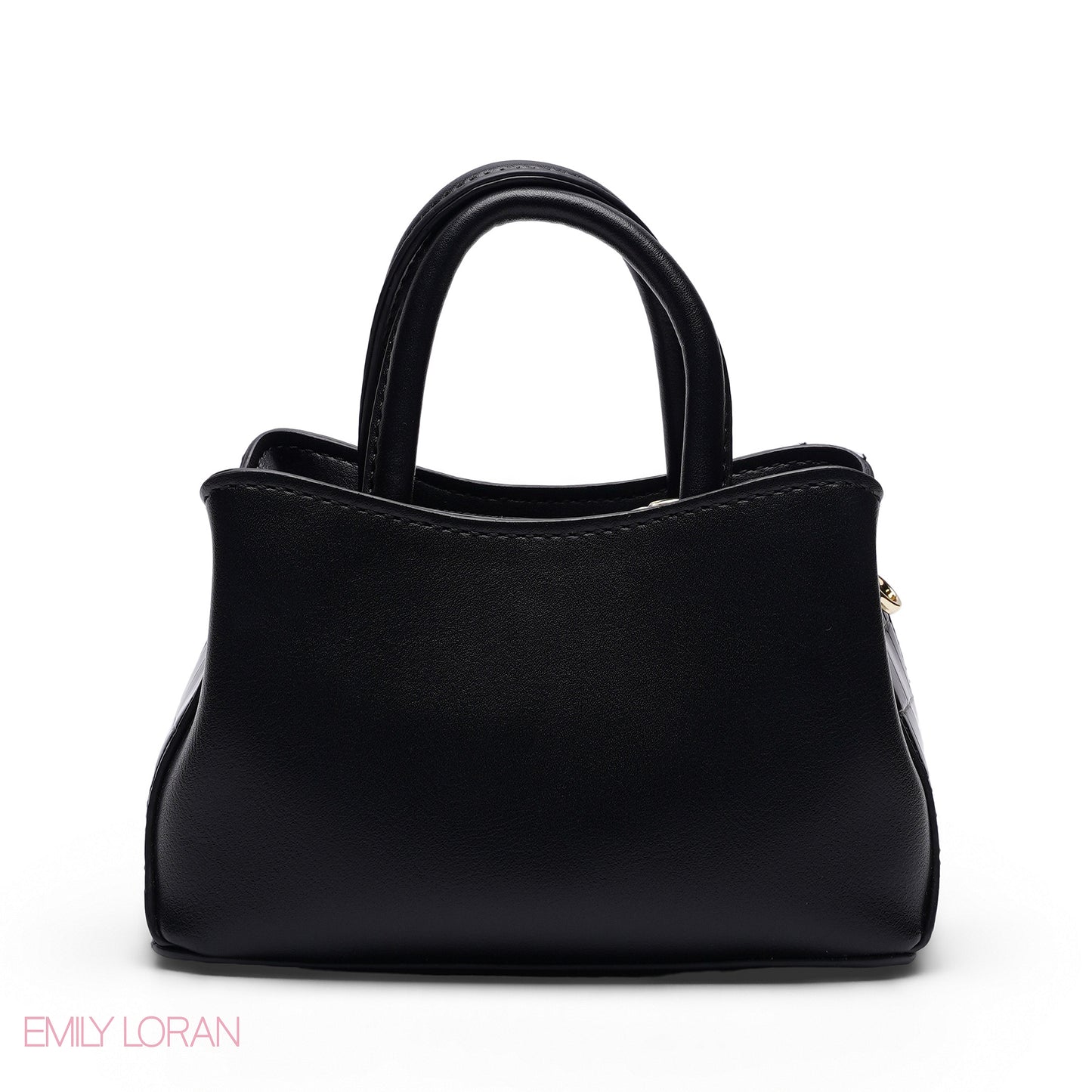 MINI BLACK SOLID BAG WITH GOLD METAL STRAP