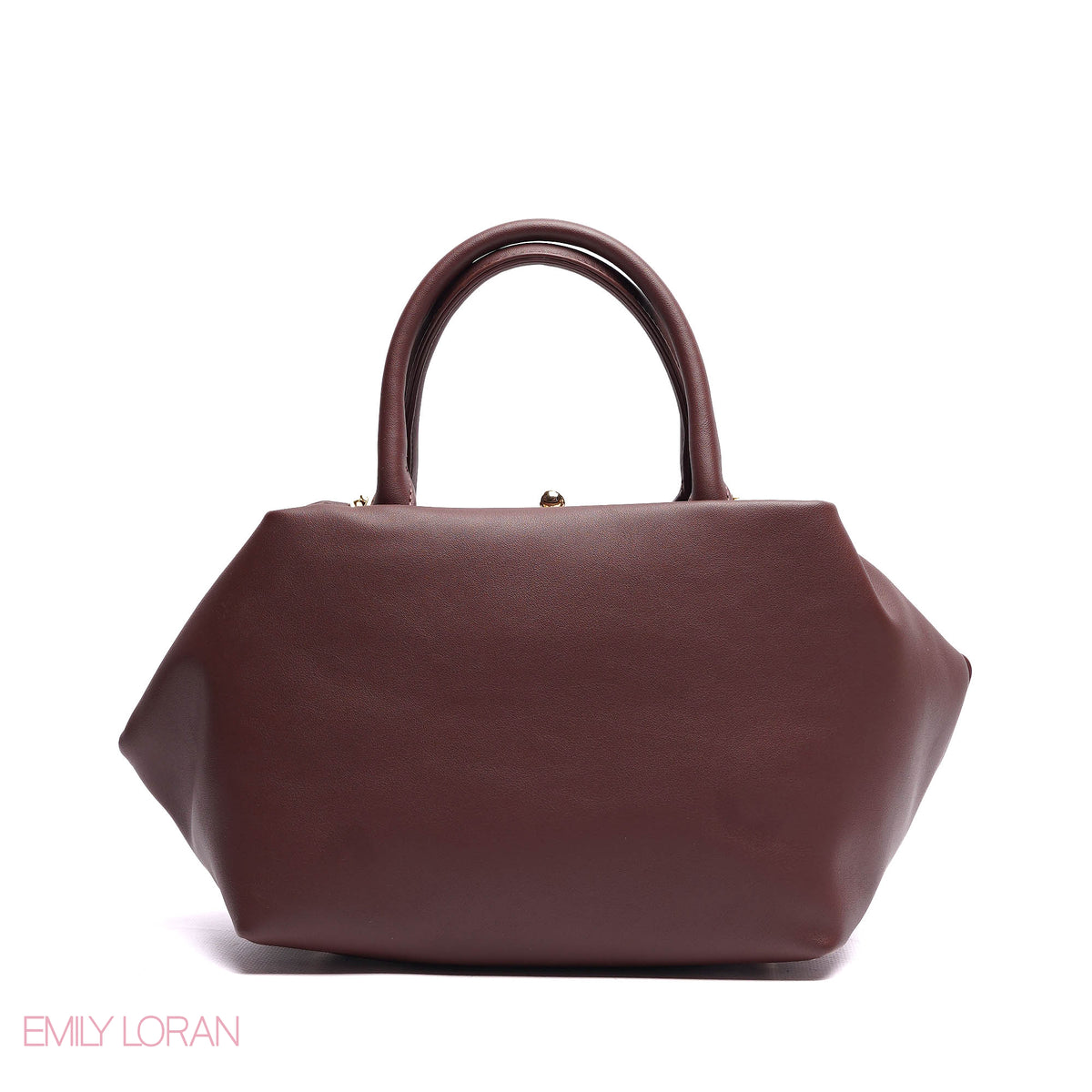 ELEGANT STRUCTURE SATCHEL WITH DETACHABLE STRAP AND GOLD CHARM - SMALL