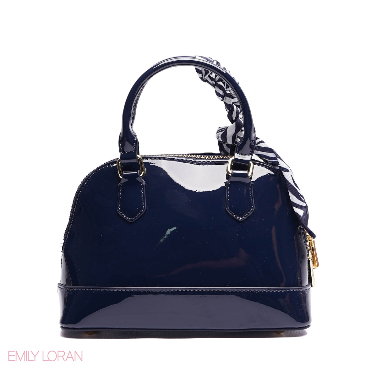 HANDBAG WITH ELEGANT DOME ADJUSTABLE STRAP , SCARF AND CHARM - SMALL