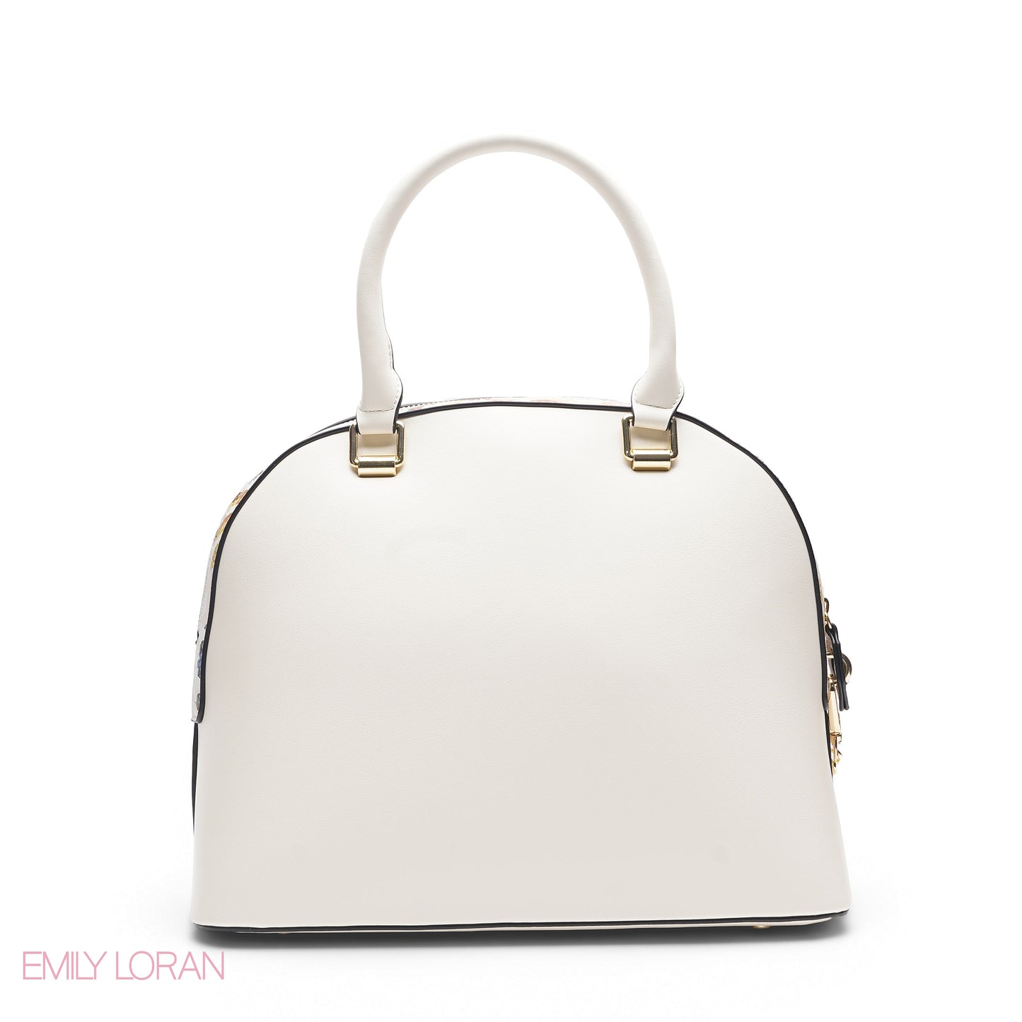 WHITE DOME BAG WITH PINK FLORAL PRINT - LARGE