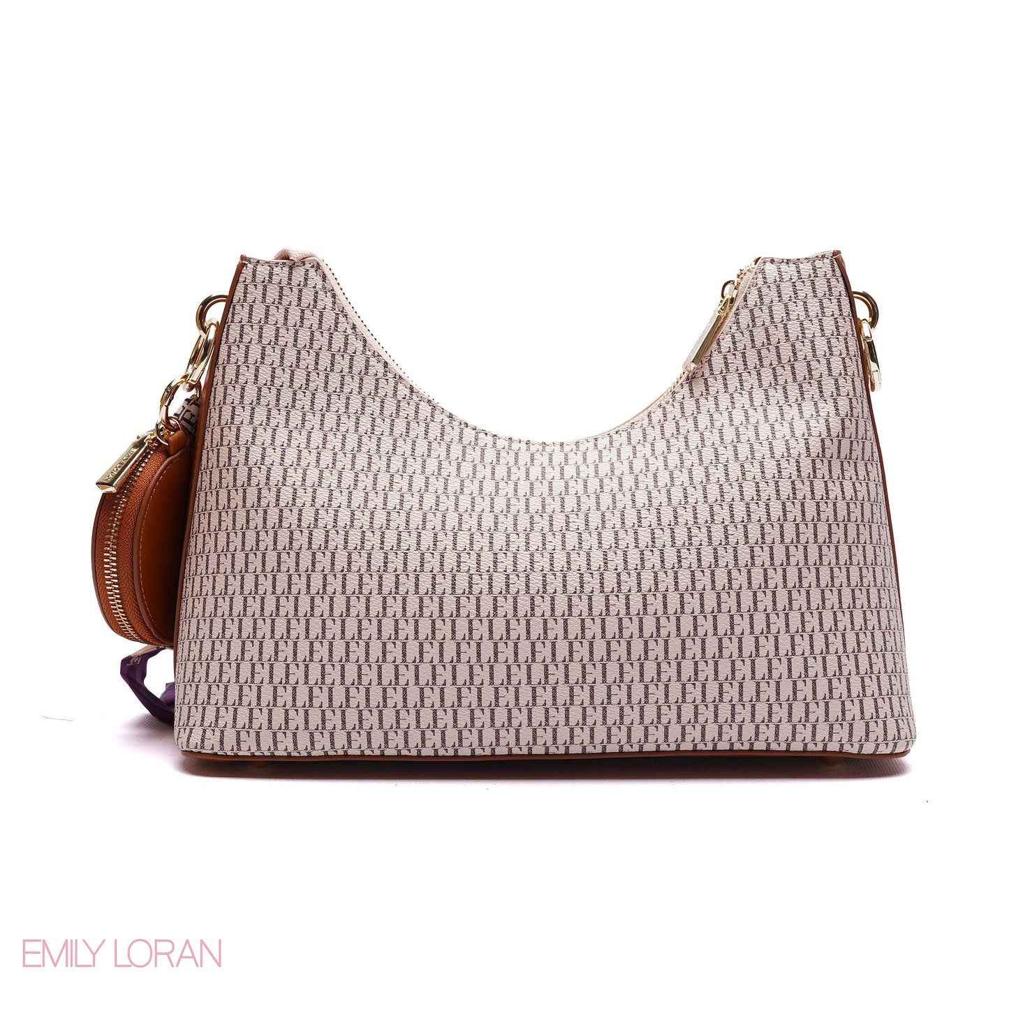 ELEGANT MONOGRAM PRINT SHOULDER BAG
