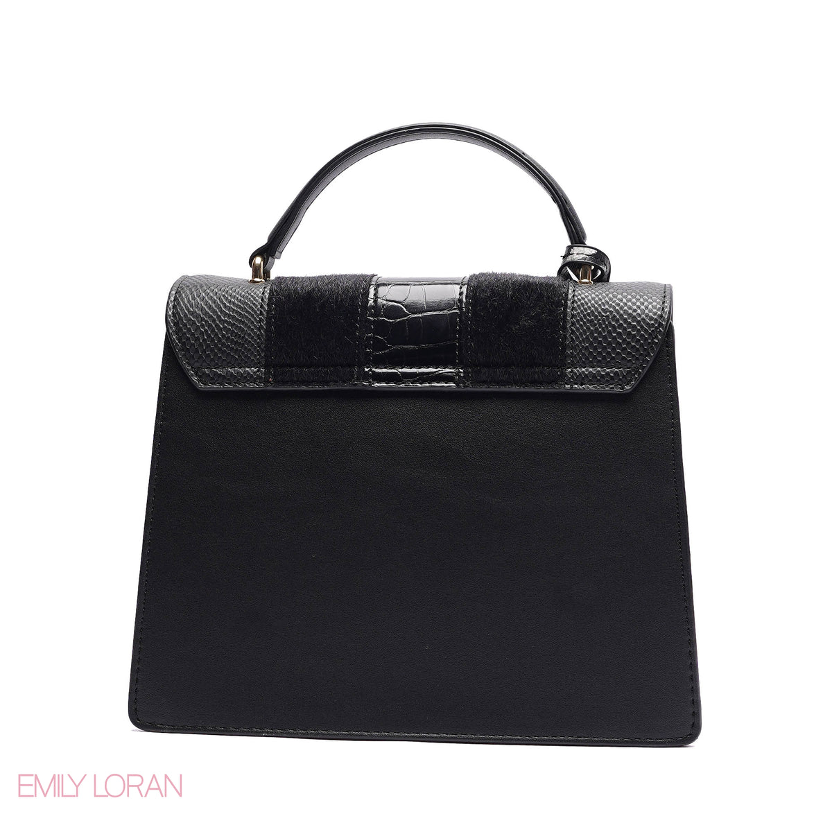 ELEGANT MIXED TEXTURE TOP HANDLE BAG WITH HEART CHARM - MEDIUM