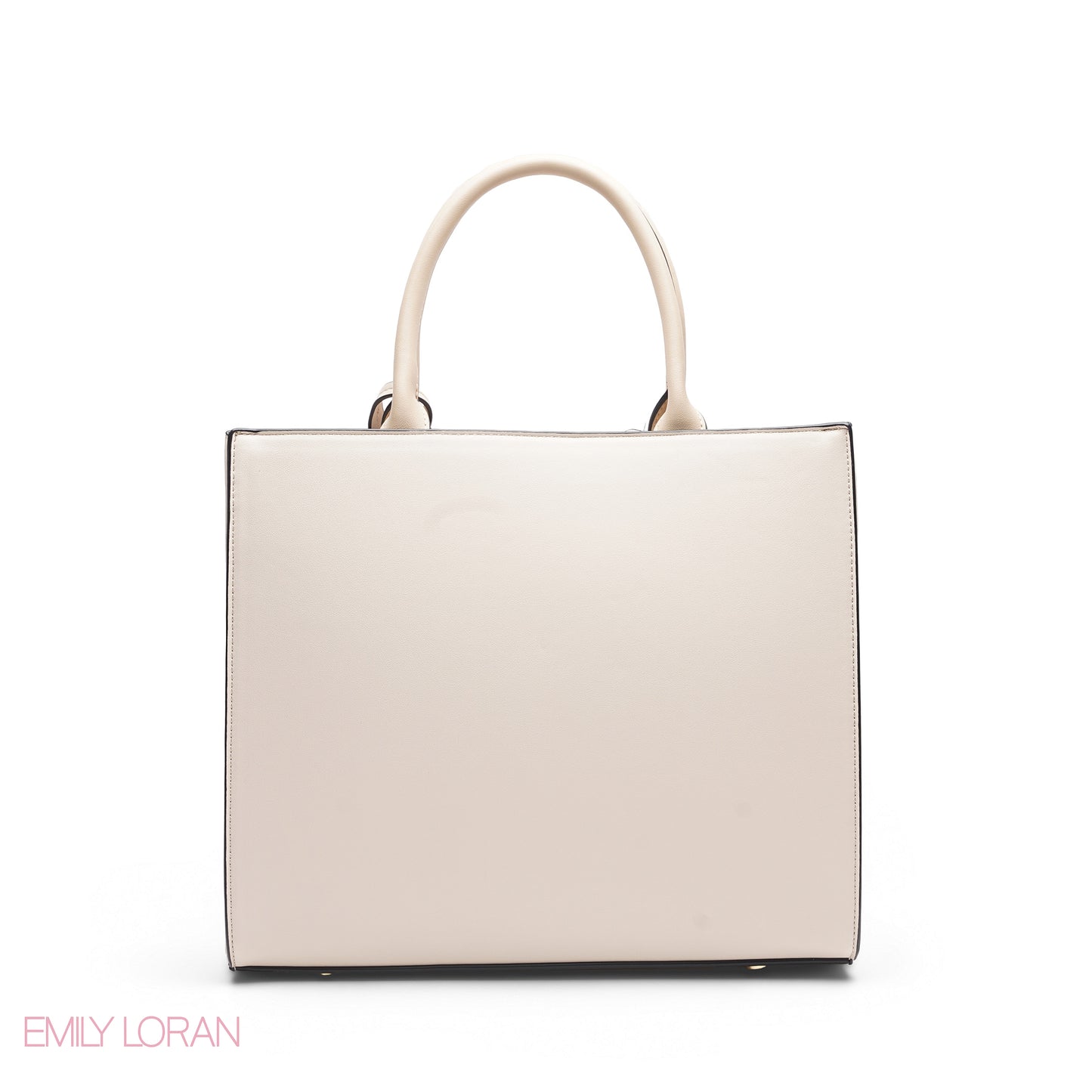 BEIGE SQUARE TOTE WITH FLORAL APPLIQUÉS - LARGE