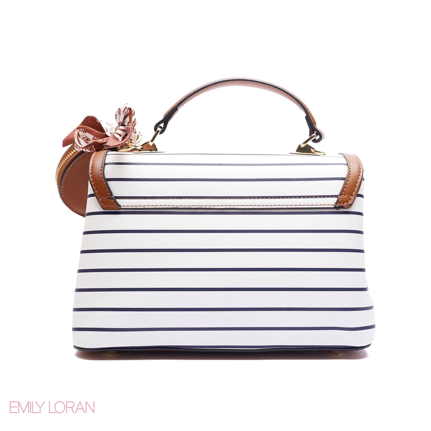 ELEGANT STRIPED TOP-HANDLE FLAP BAG