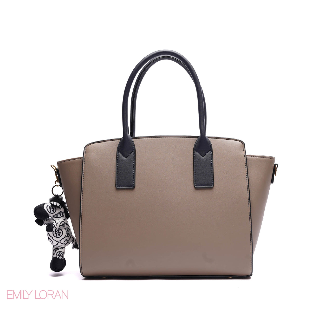 ELEGANT STRUCTURE TOTE BAG WITH ZEBRA CHARM - LARGE