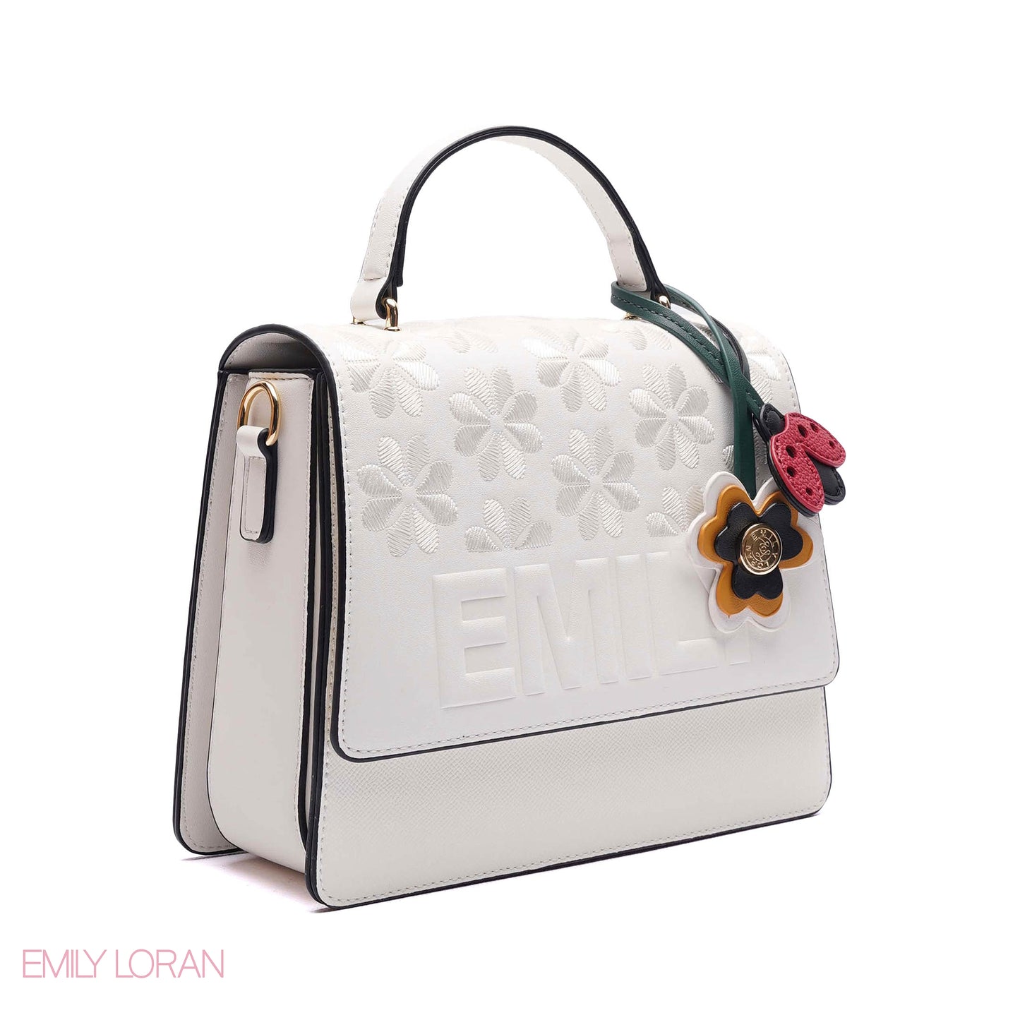 EMBOSSED FLORAL TOP-HANDLE SATCHEL BAG