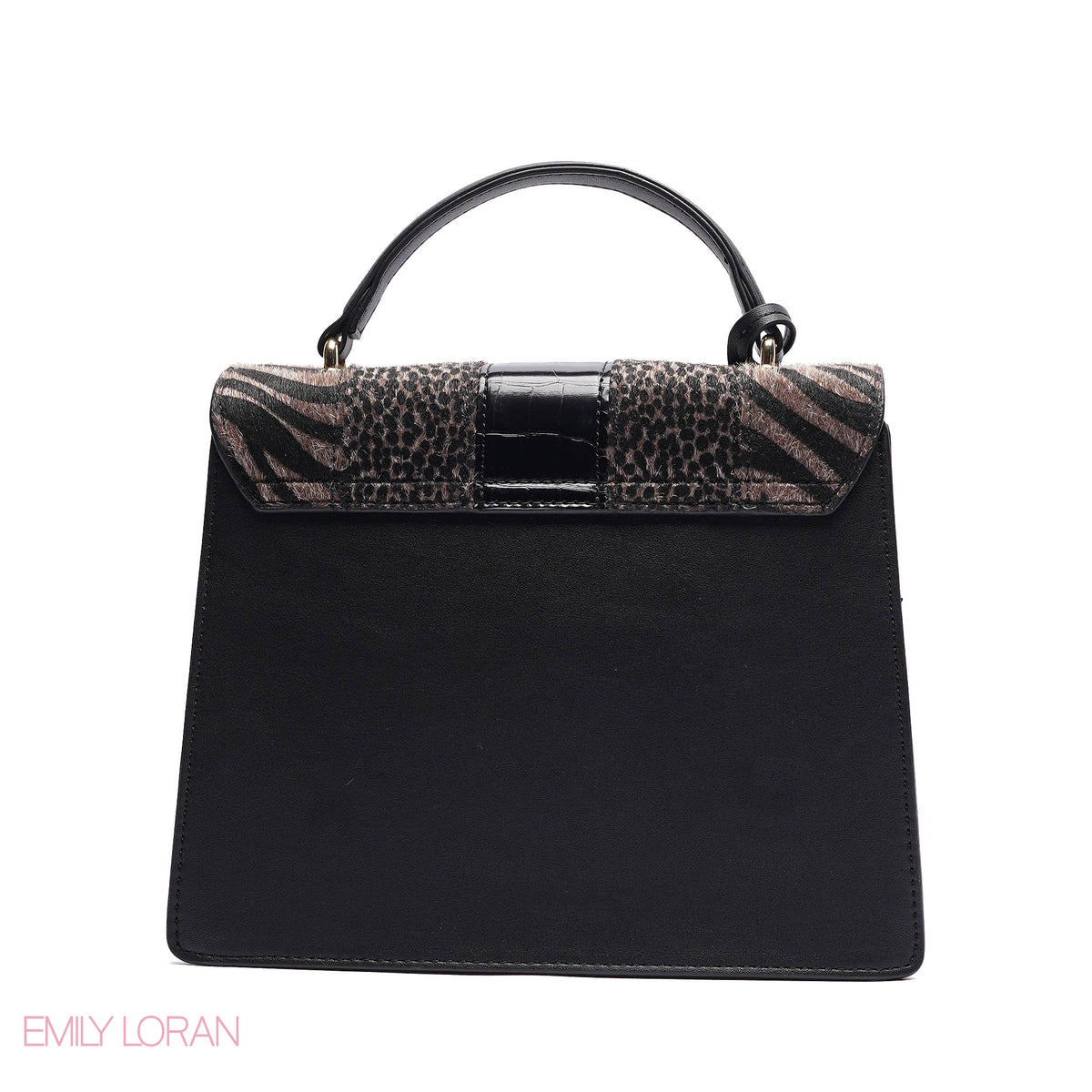 ELEGANT MIXED TEXTURE TOP HANDLE BAG WITH HEART CHARM - MEDIUM
