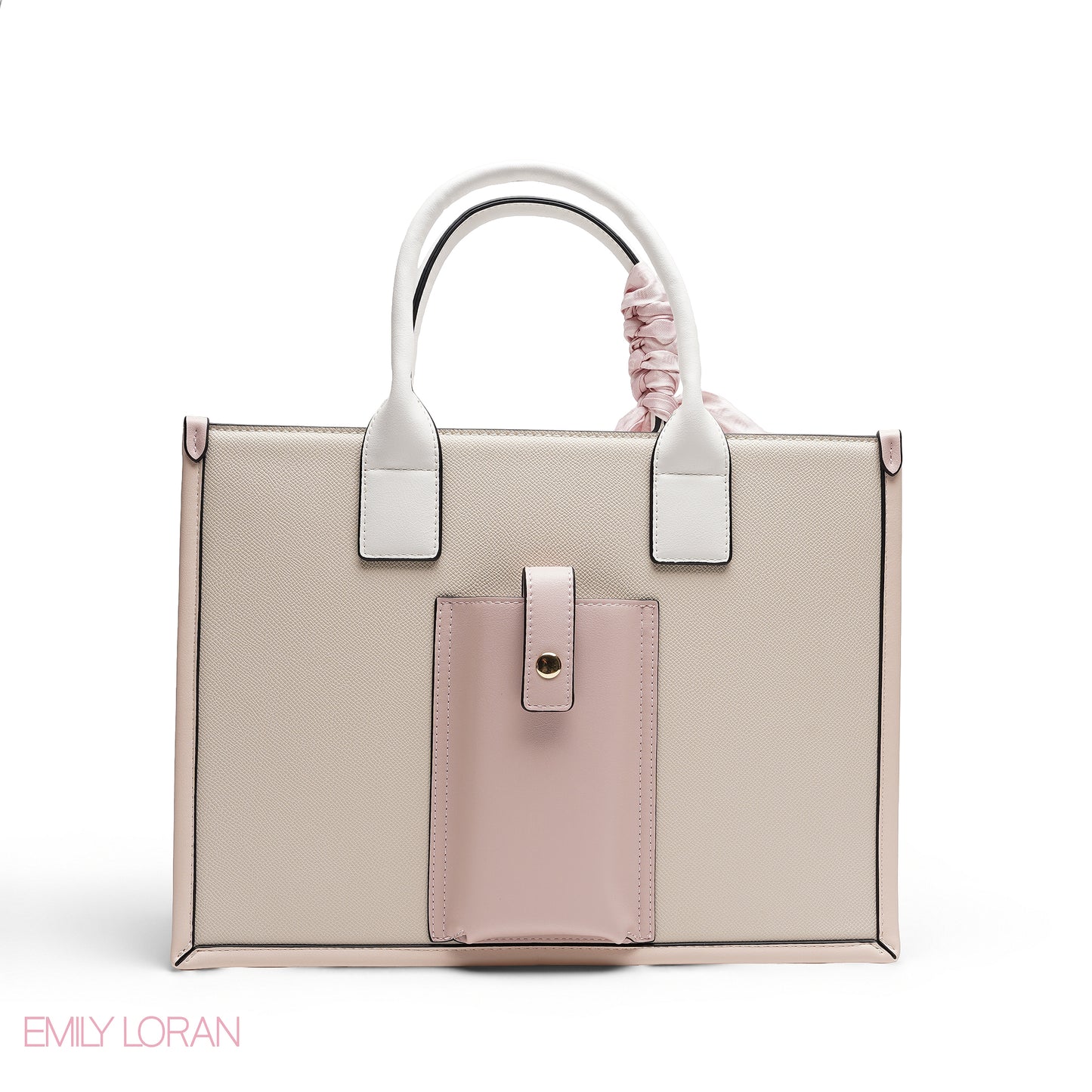 PINK TOTE BAG WITH SCARF AND POCKET