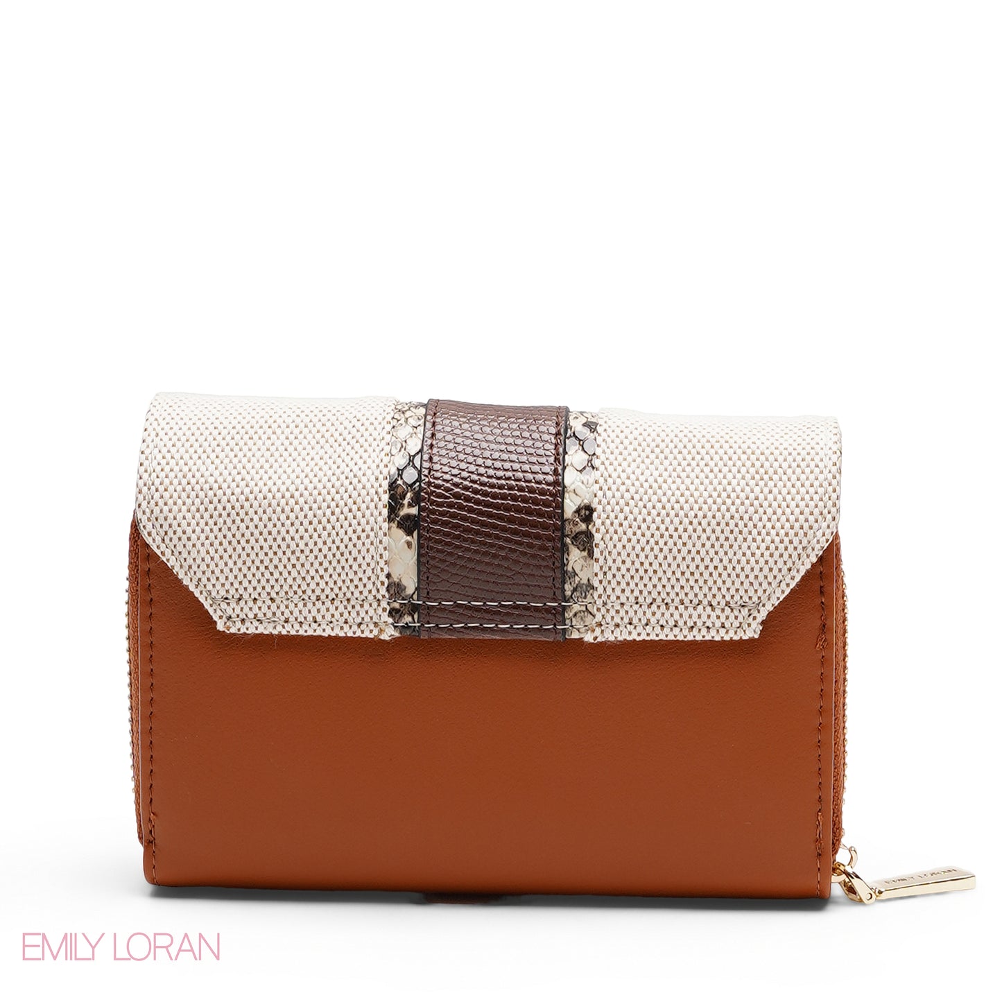 SNAKESKIN TRIM ZIP-AROUND BI-FOLD WALLET