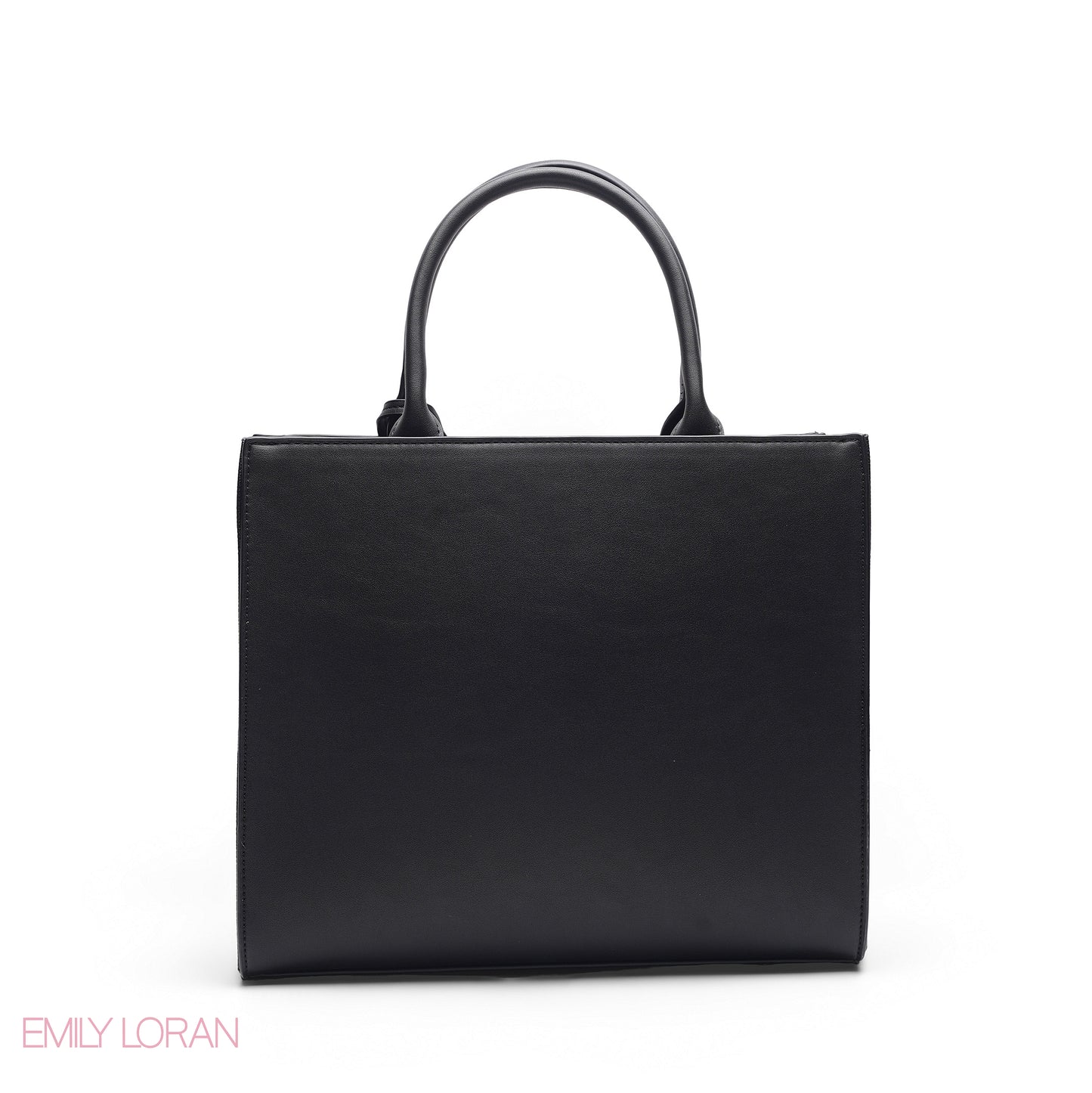 BLACK SQUARE TOTE WITH FLORAL APPLIQUÉS - LARGE