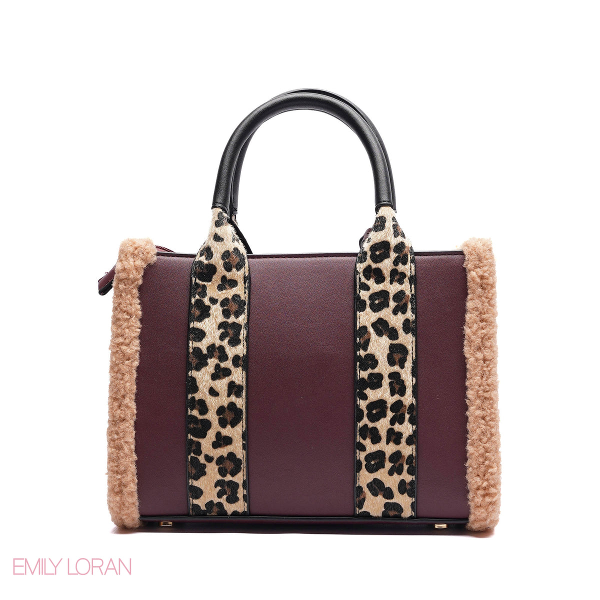 ELEGANT ZEBRA PRINT TOTE BAG WITH FLOWER CHARM - SMALL