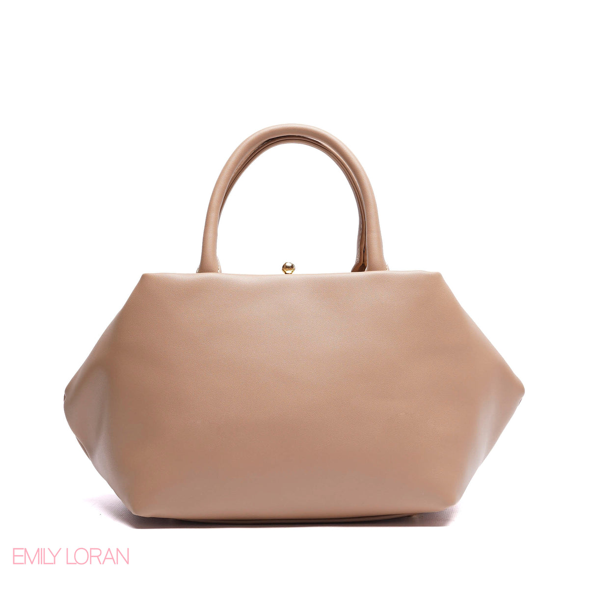 ELEGANT STRUCTURE SATCHEL WITH DETACHABLE STRAP AND GOLD CHARM - SMALL
