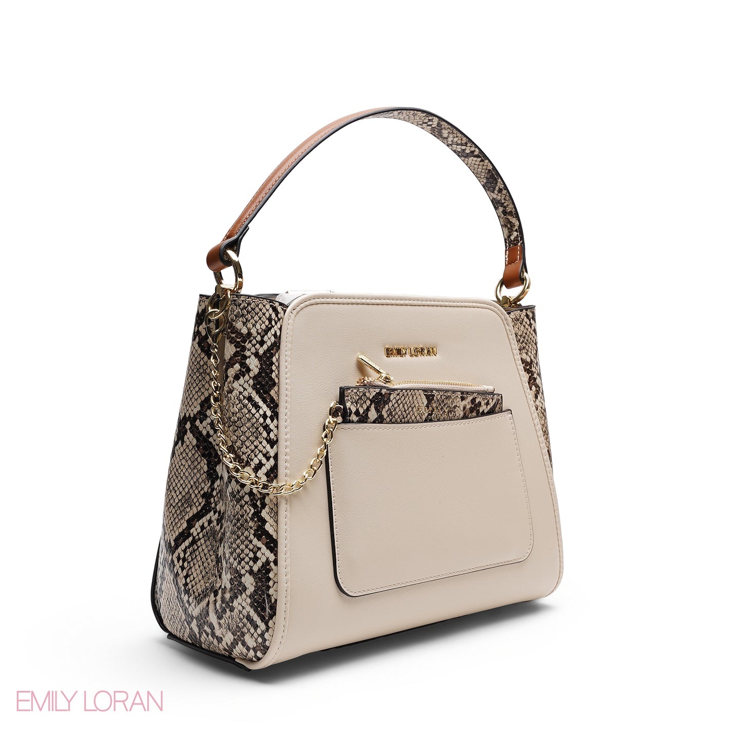 ELEGANT SNAKE PRINT SATCHEL WITH POUCH BAG