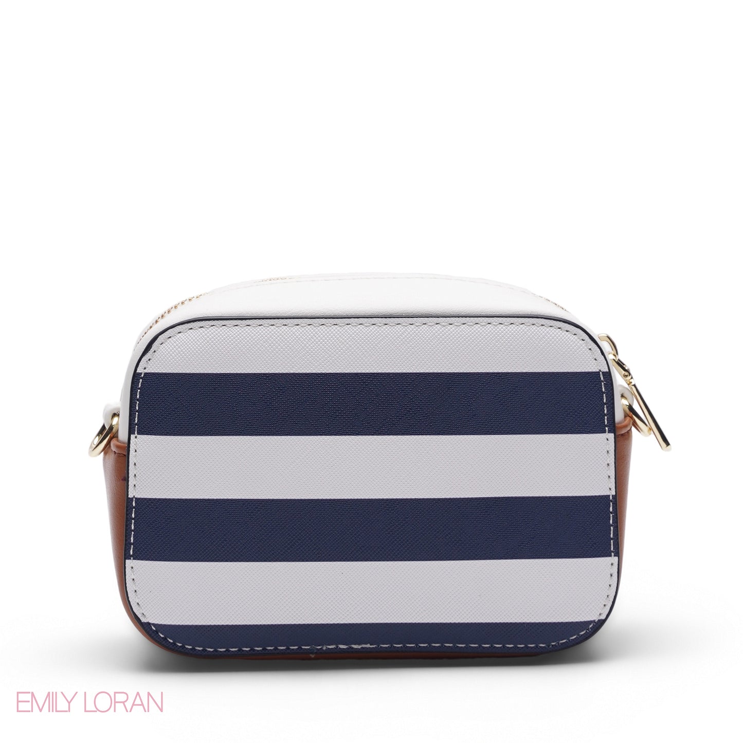 MINI NAVY STRIPED BAG WITH GOLD CHAIN