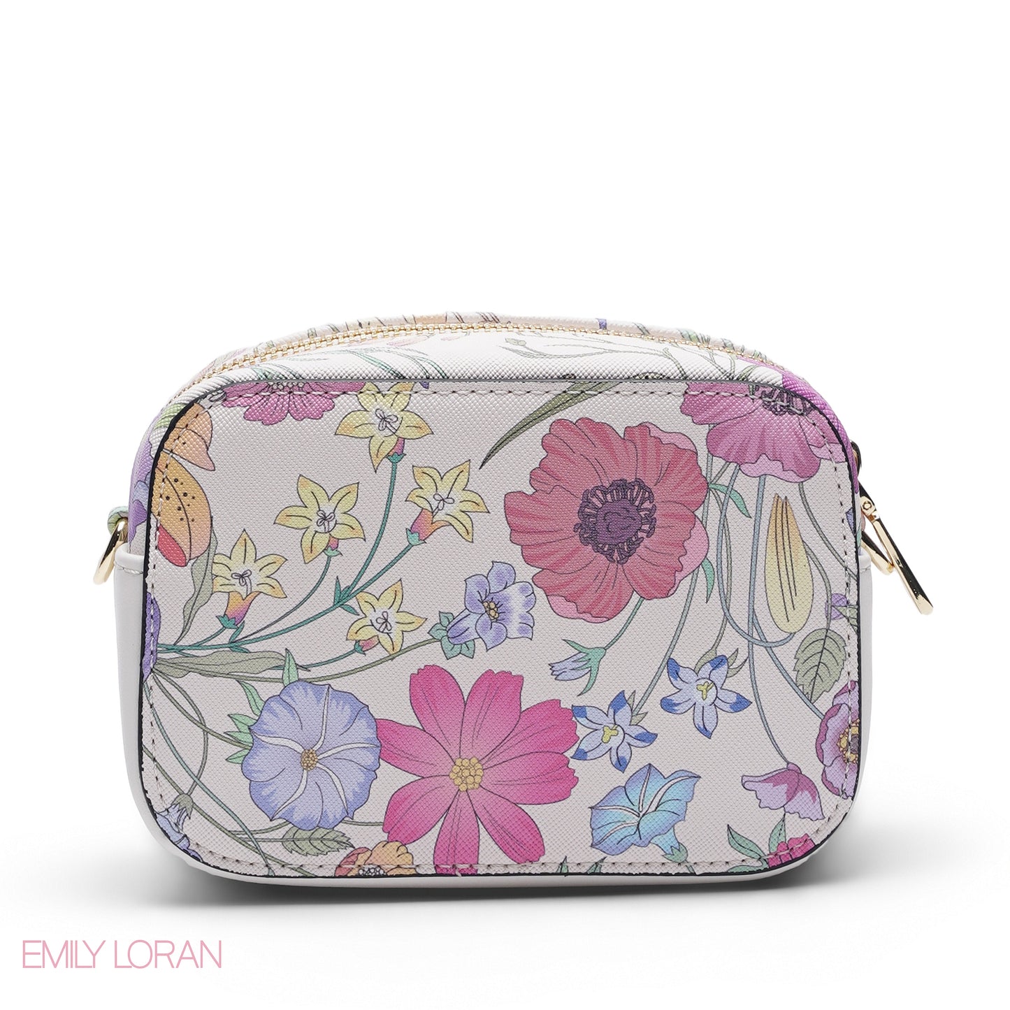 MINI WHITE FLORAL BAG WITH GOLD CHAIN