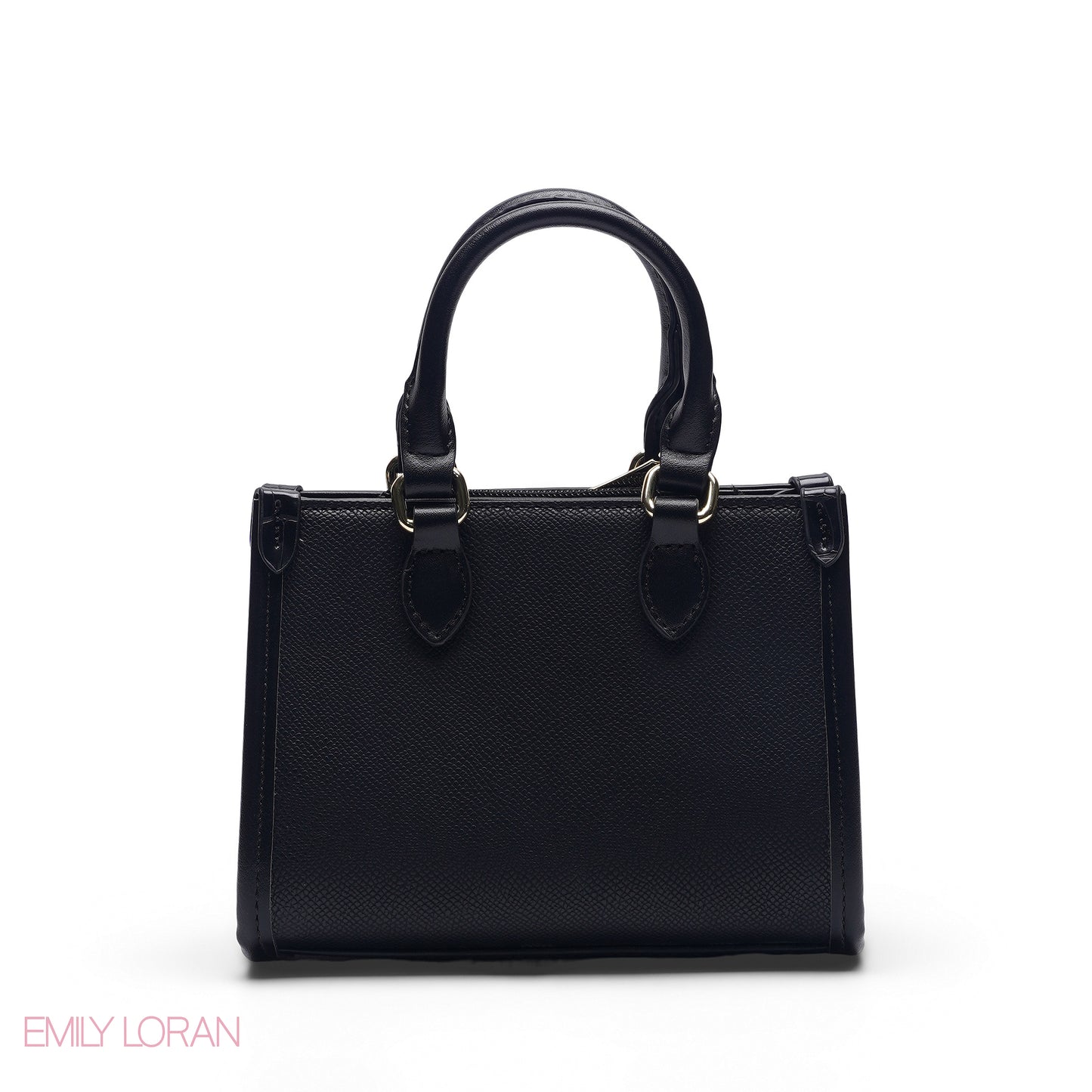 MINI BLACK SOLID BAG WITH GOLD METAL STRAP