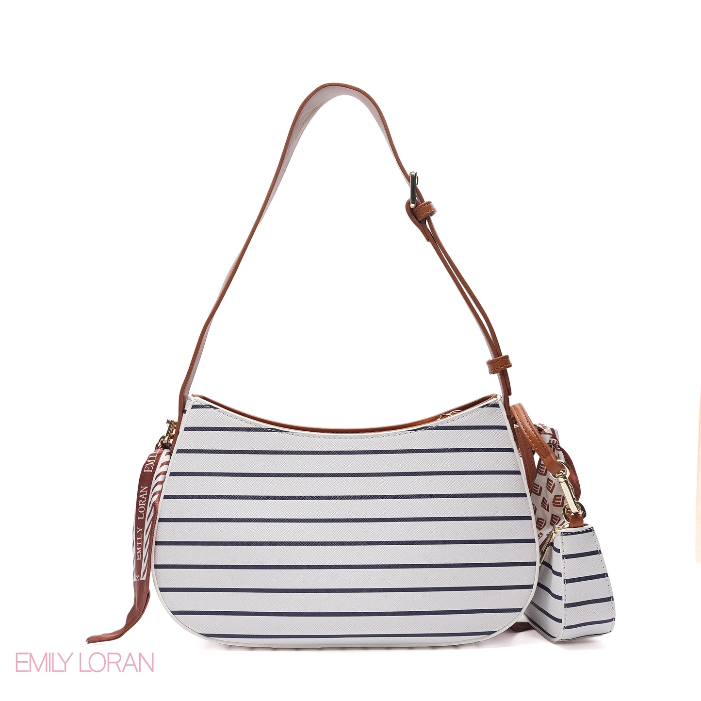 NAVY STRIPED WITH NAVY MINI BAG & SCARF - MED