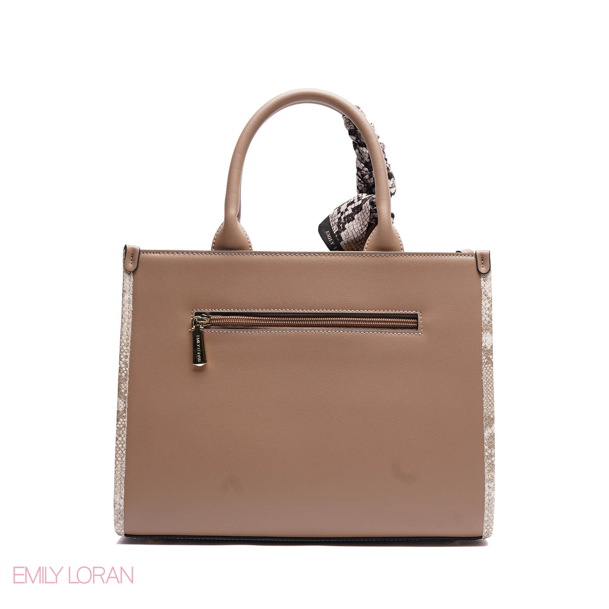 STRUCTURED TOTE BAG ADJUSTABLE SHOULDER STRAP WITH POUCH AND SCARF - MEDIUM