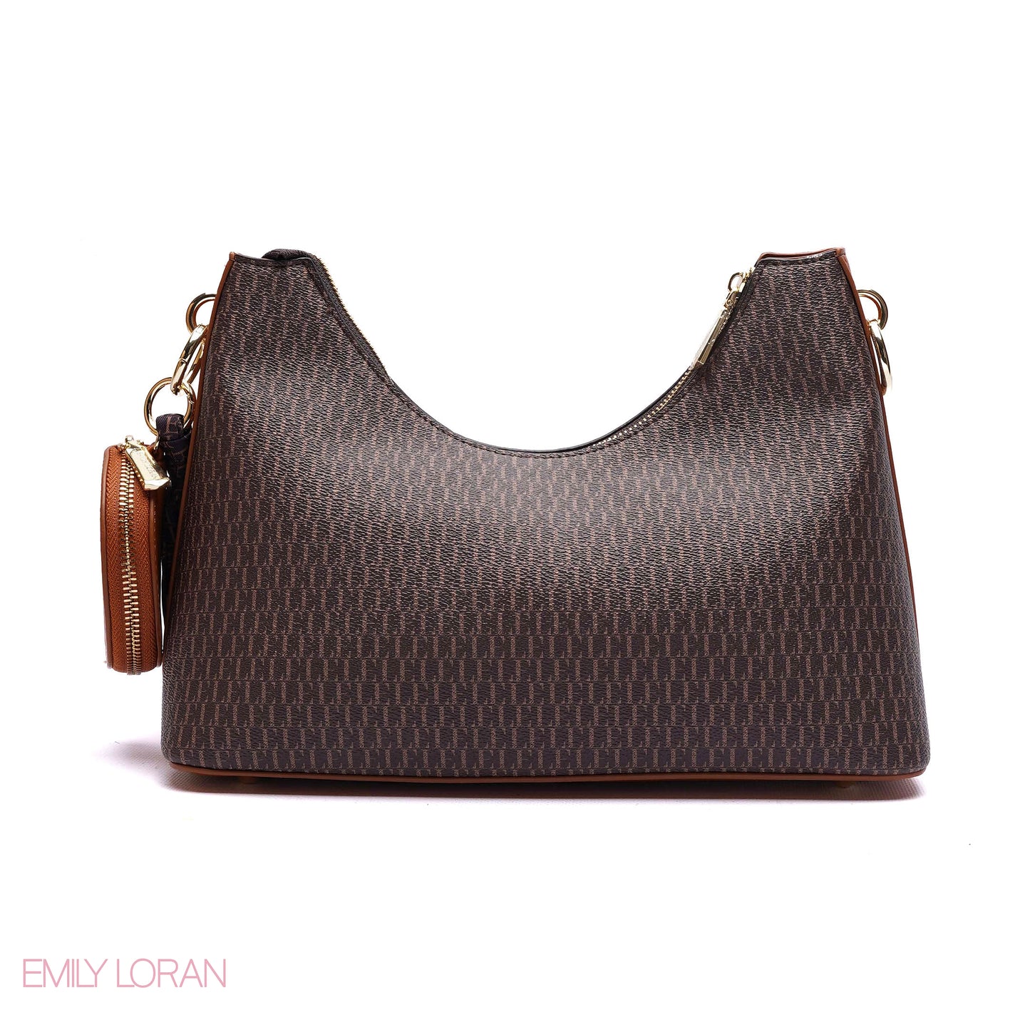 ELEGANT MONOGRAM PRINT SHOULDER BAG