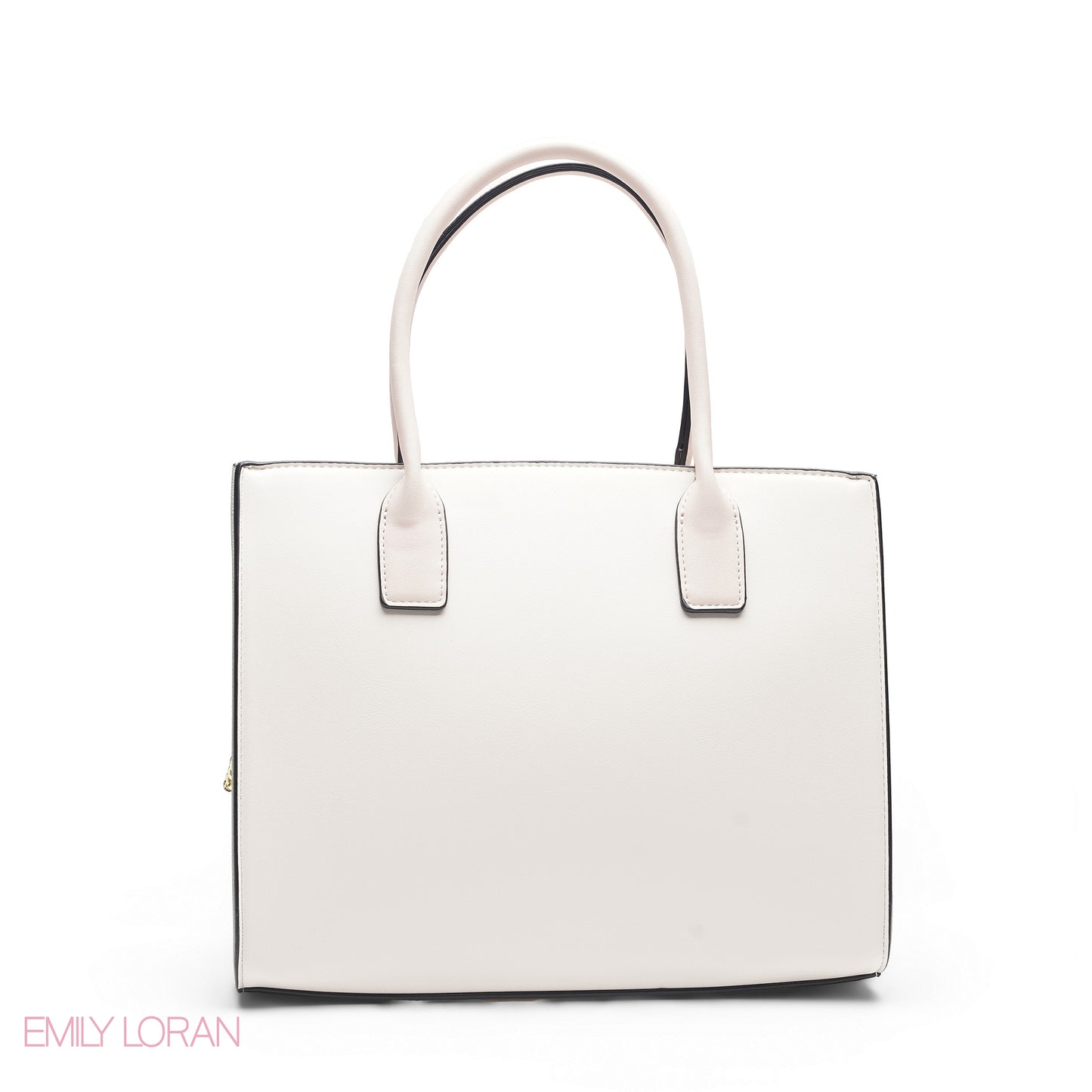 WHITE FLORAL TOTE WITH WHITE POUCH - LARGE