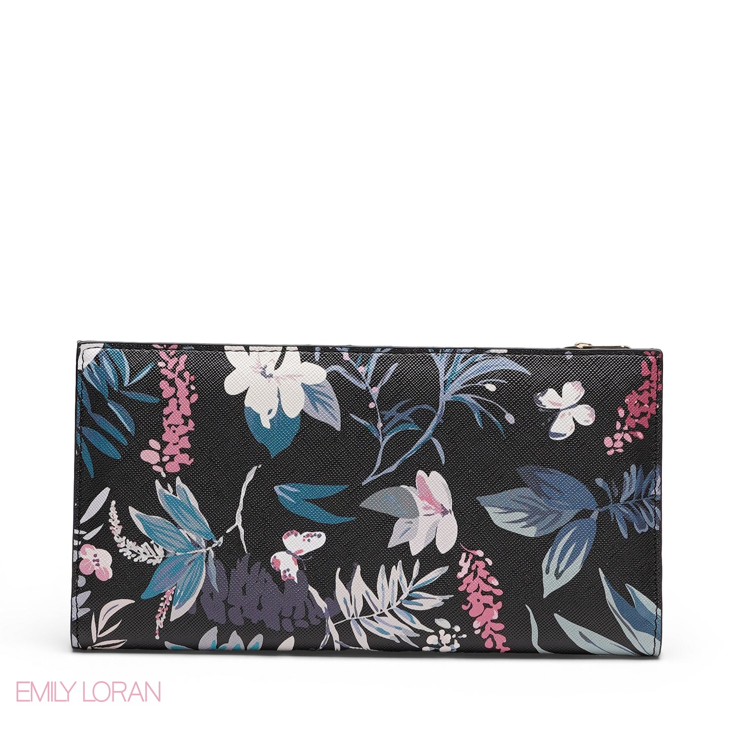 EMILY LORAN BLACK FLORAL EMBOSSED WALLET