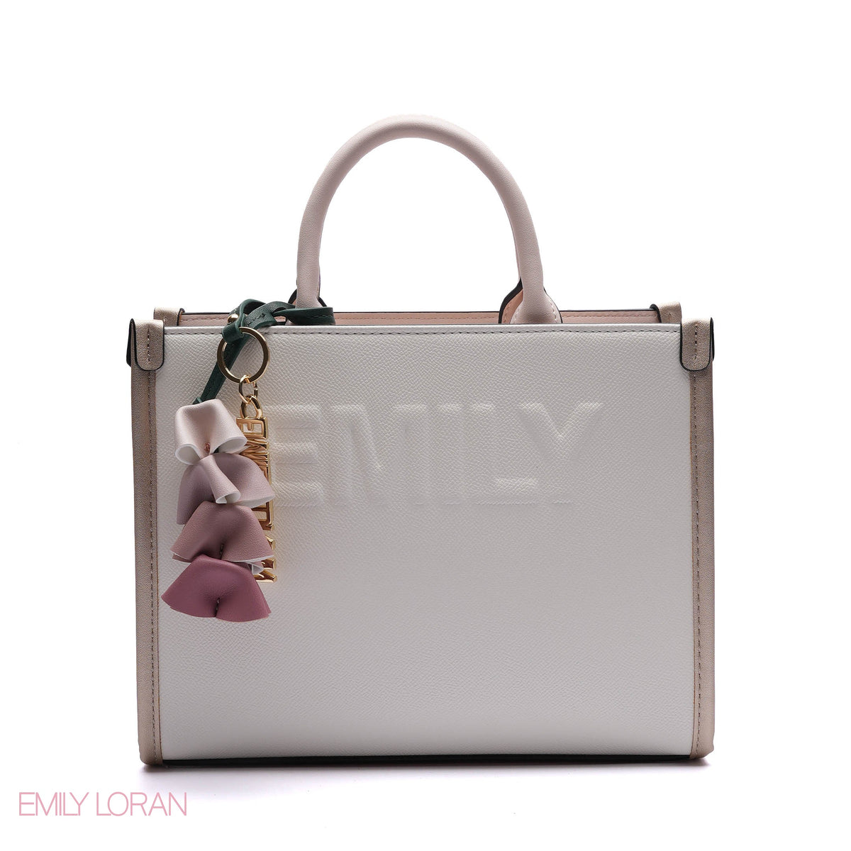 EMBOSSED LOGO TOTE BAG WITH TASSEL CHARM - LARGE