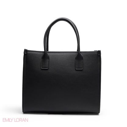 EMBOSSED METALLIC FLORAL TOP HANDLE TOTE BAG - LARGE