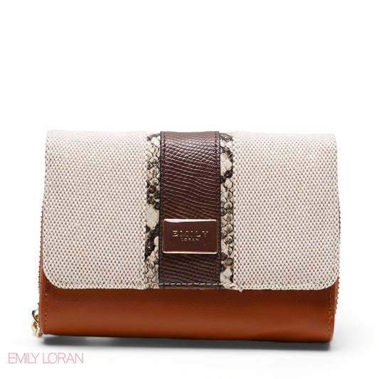 SNAKESKIN TRIM ZIP-AROUND BI-FOLD WALLET
