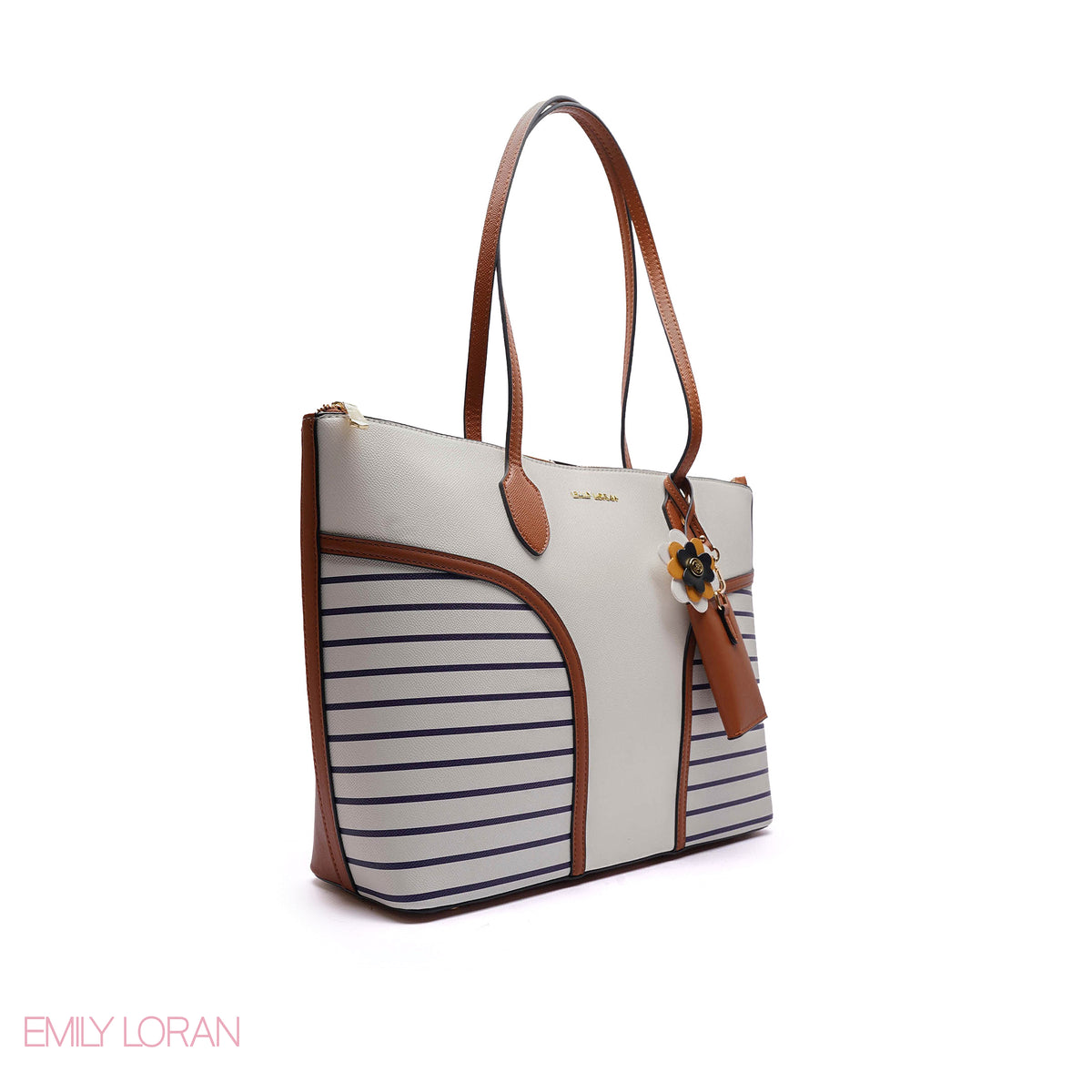 STRIPPED SHOULDER-BAG WITH MINI POUCH - LARGE