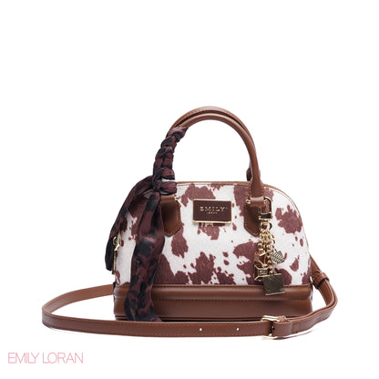 HANDBAG WITH ELEGANT DOME ADJUSTABLE STRAP , SCARF AND CHARM - SMALL
