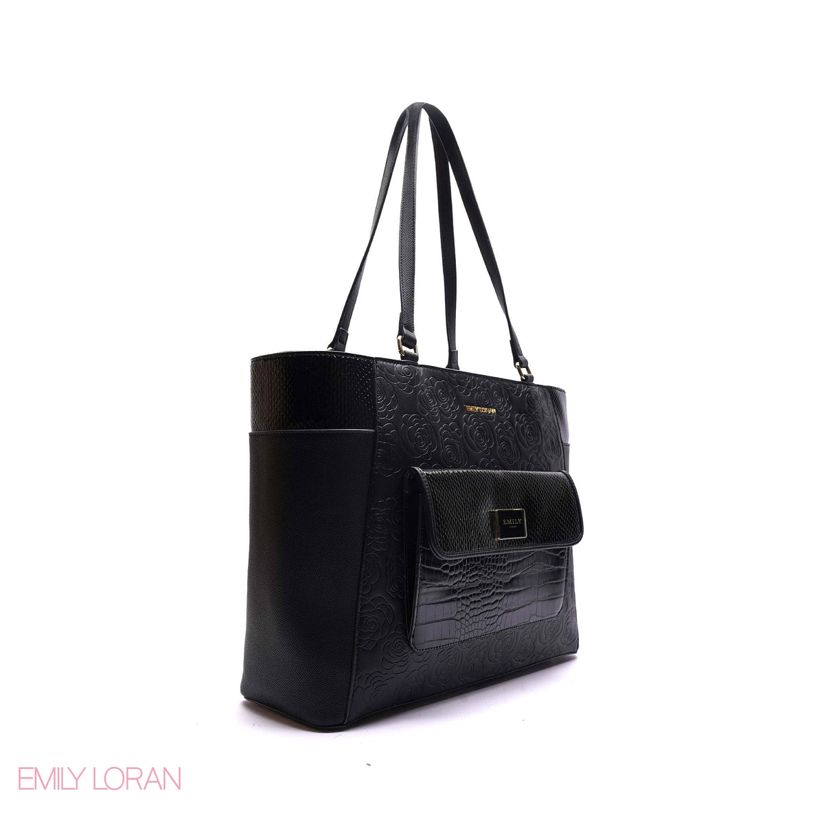 SHOULDER-BAG WITH FEONT POCKET AND FLOWER PRINT - LARGE