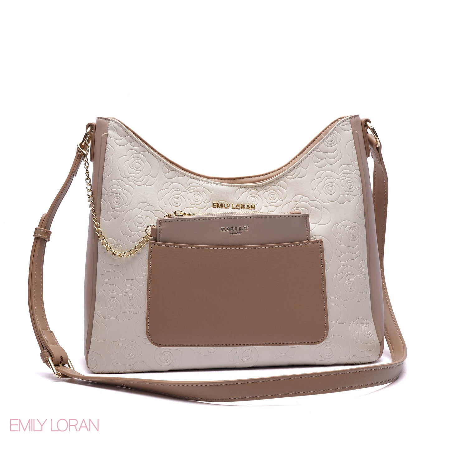 EMBOSSED ROSE SHOULDER BAG SET