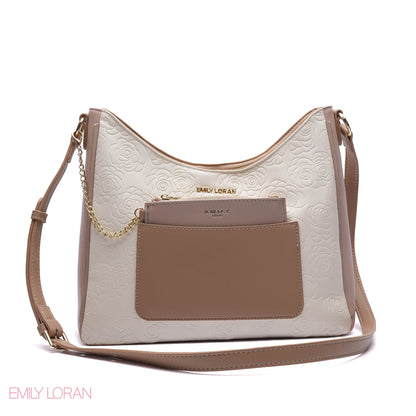 EMBOSSED ROSE SHOULDER BAG SET