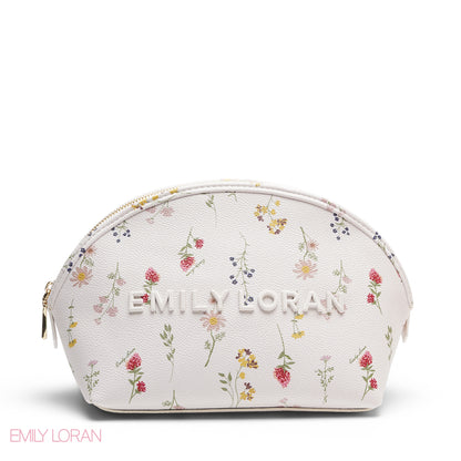CHIC WOVEN MAKEUP BAG WITH EMBOSSED LOGO
