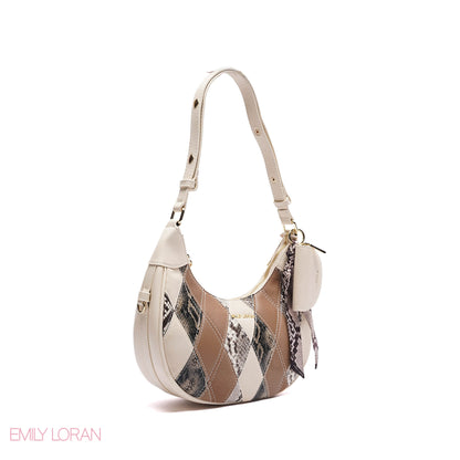 ELEGANT SHOULDER BAG SNAKE PRINT  WITH SMALL POUCH - SMALL