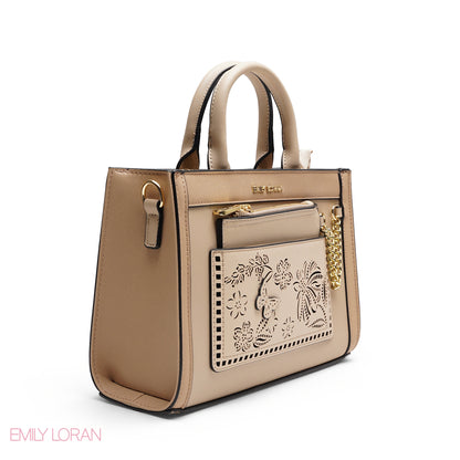 CHIC LASER CUTOUT TOP HANDLE BAG