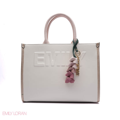 EMBOSSED LOGO TOTE BAG WITH TASSEL CHARM - LARGE