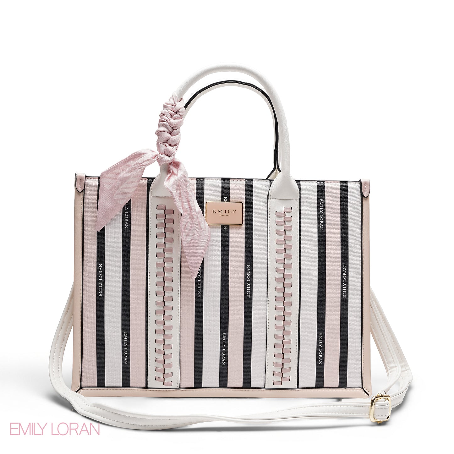 PINK TOTE BAG WITH SCARF AND POCKET