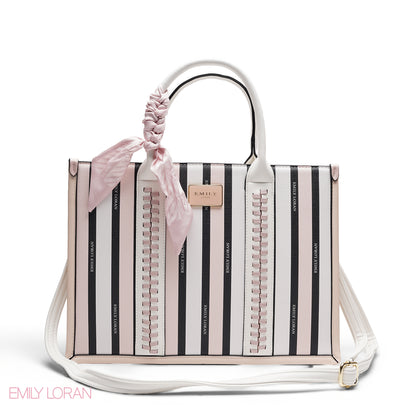 PINK TOTE BAG WITH SCARF AND POCKET
