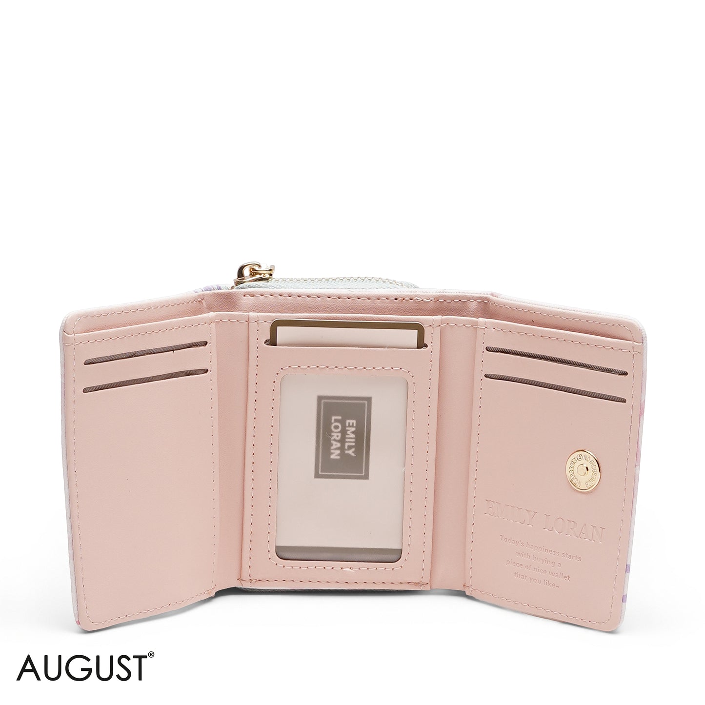RAFFIA AND FLORAL TRI-FOLD WALLET