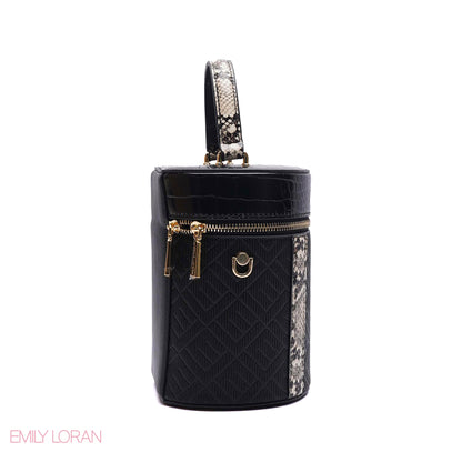 ELEGANT STRUCTURED CYLINDER VANITY BAG